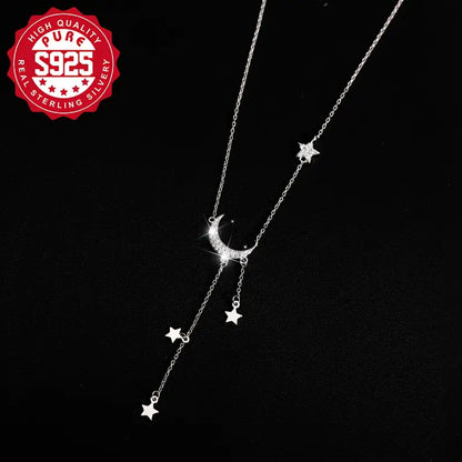 925 Silver Moon Necklace with Tassels