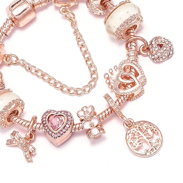 Rose Dreamcatcher Bracelet with Included Charms in Silver