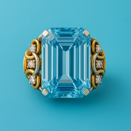 Vintage Layered Blue Zirconia and Gold Ring