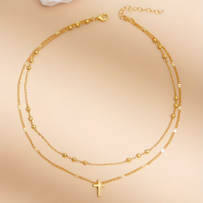 Vintage Double-Layer Cross Necklace