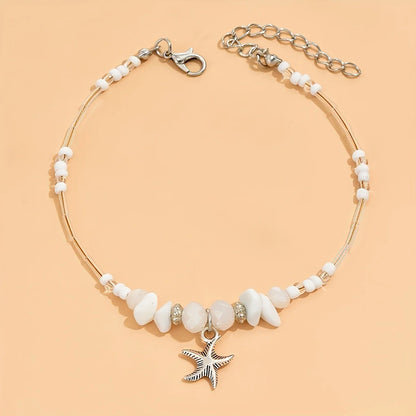 Irregular Bohemian Silver Star Anklet