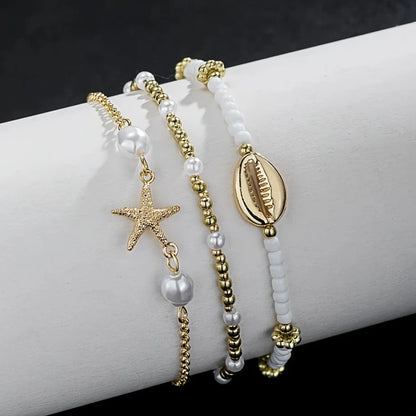 Waterproof 3-Piece Gold Star Anklet