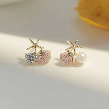 Waterproof Designer Starfish and Shell Earrings