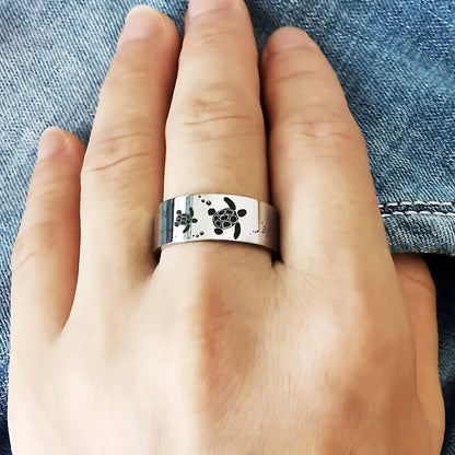 Elegant Sea Turtle Silver Ring