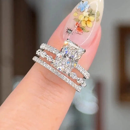 Jaily 3PC Wedding Ring Set | White Gold