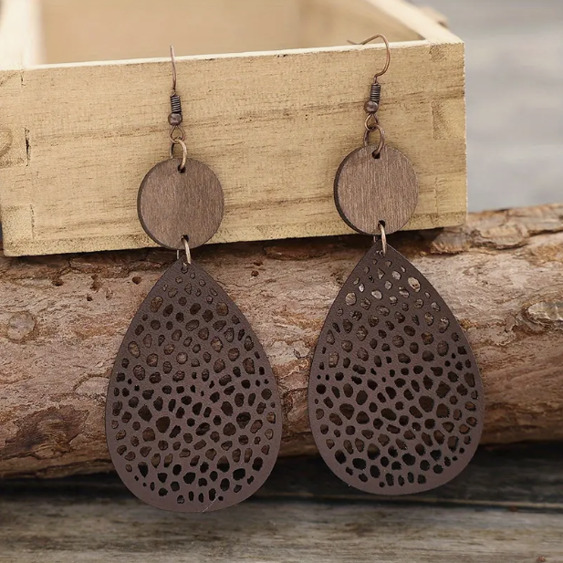 Vintage Leather Hanging Earrings