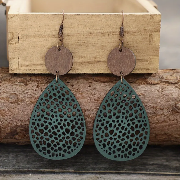 Vintage Leather Hanging Earrings