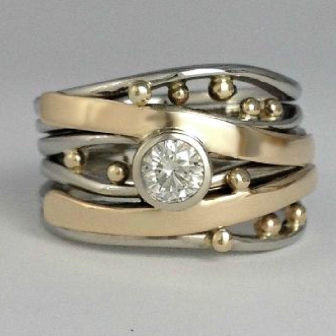 Gold and Silver Zirconia Ring