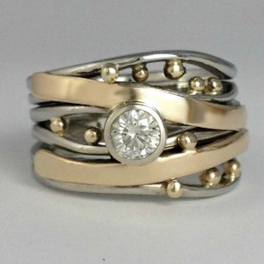 Gold and Silver Zirconia Ring