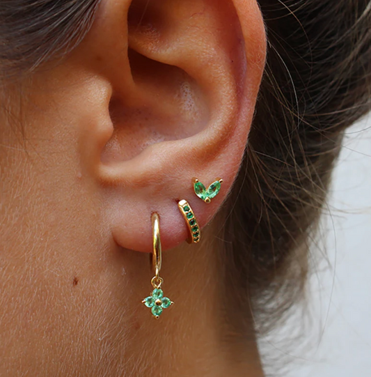 18K Gold Button and Pendant Earrings