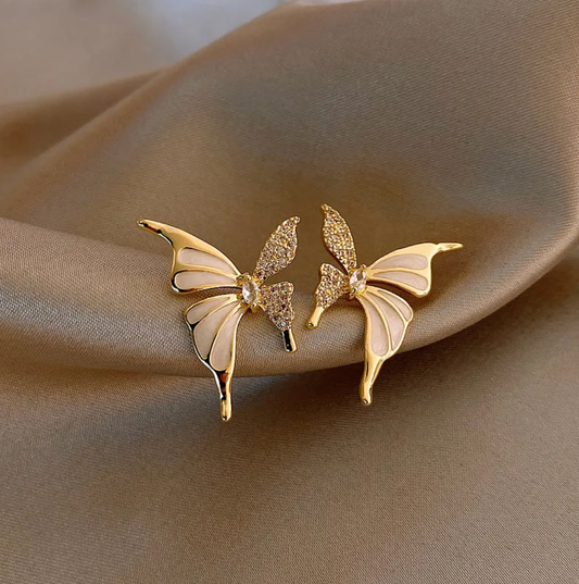 18K Gold Plated Butterfly Button Earrings