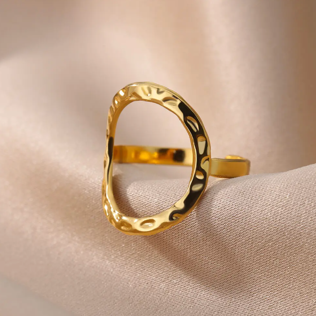 18K Gold Plated Ring with Large Circle