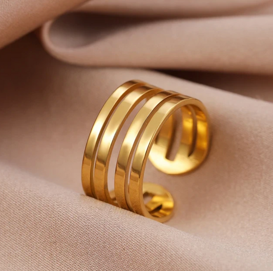 Modernist Classic Double 18K Gold Plated Ring