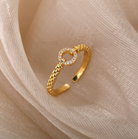 18K Gold Plated Eternal Circle Ring with Zirconia