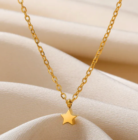 18K Gold Plated Necklace with Very Small Solid Star