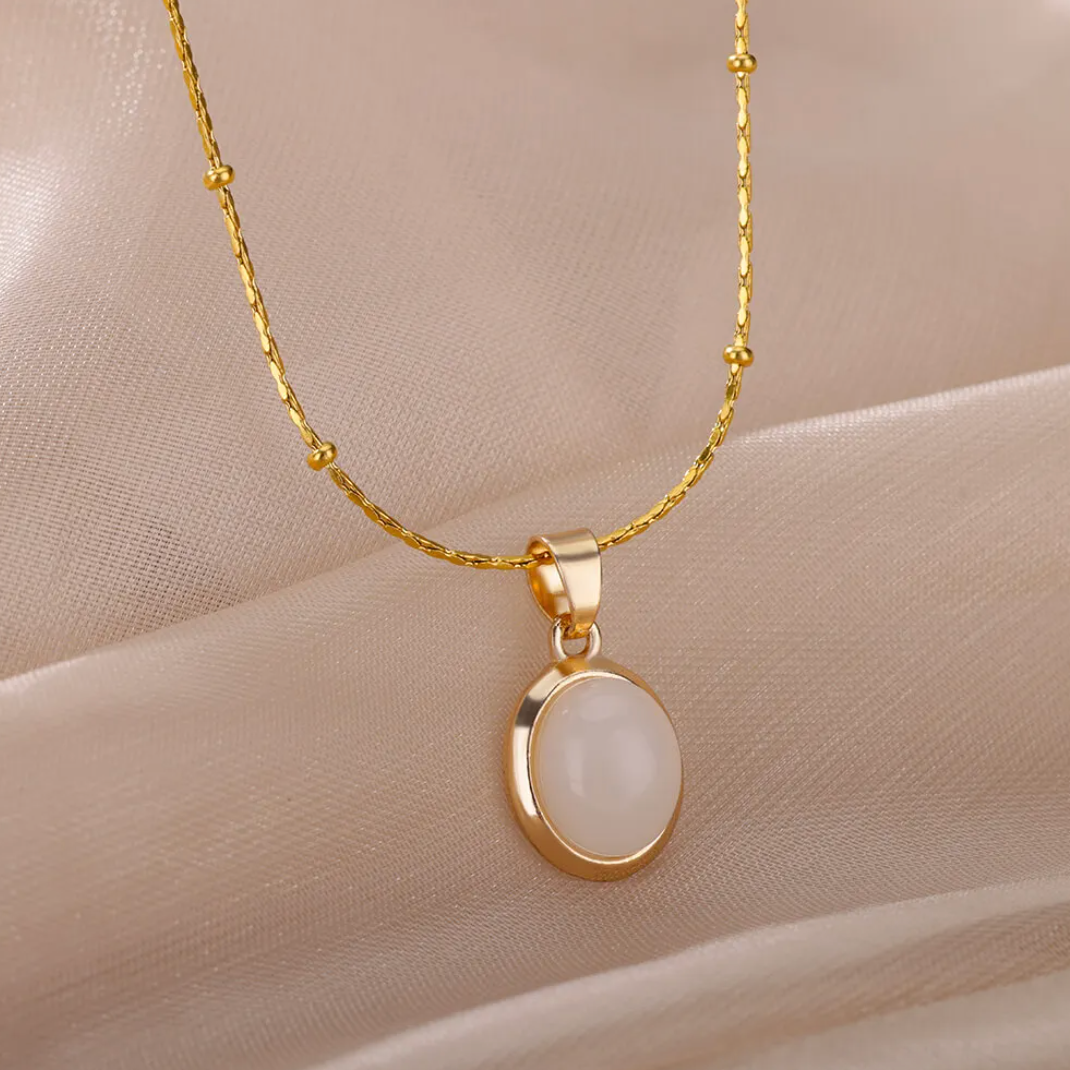 White Quartz 18K Gold Necklace