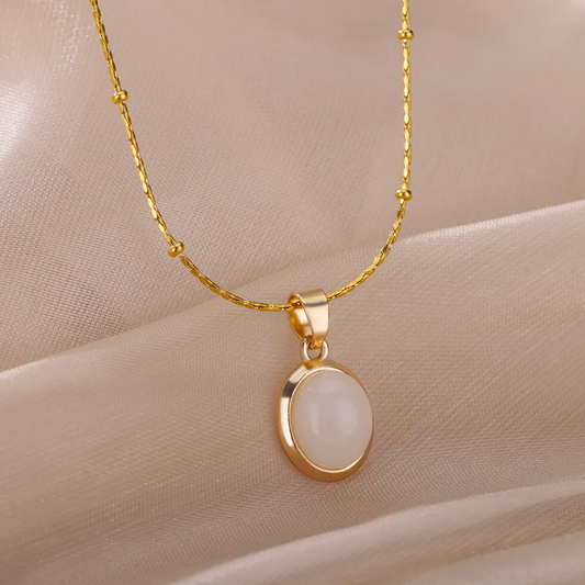 White Quartz 18K Gold Necklace