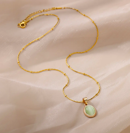 18K Gold Plated Green Quartz Necklace