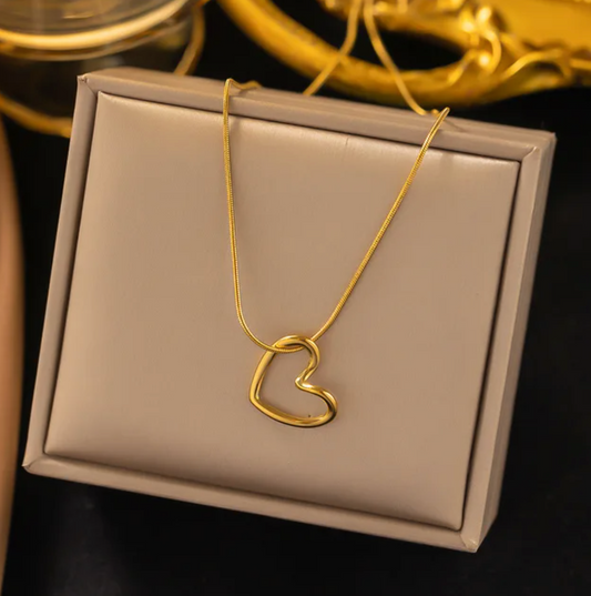 Minimalist Heart-Shaped 18K Gold Plated Necklace