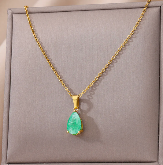 18K Gold Plated Necklace with Aventurine and Zodiac Stone