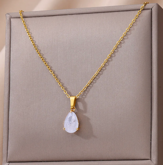 18K Gold Plated Necklace with Crystal Quartz Zodiac Stone