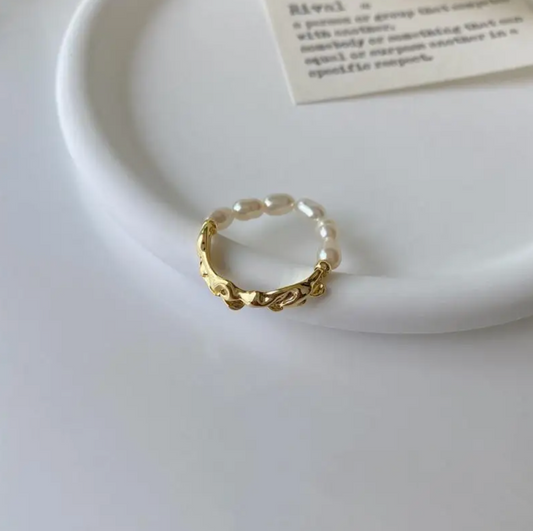 18K Gold Plated Ring with Caspian Sea Pearls