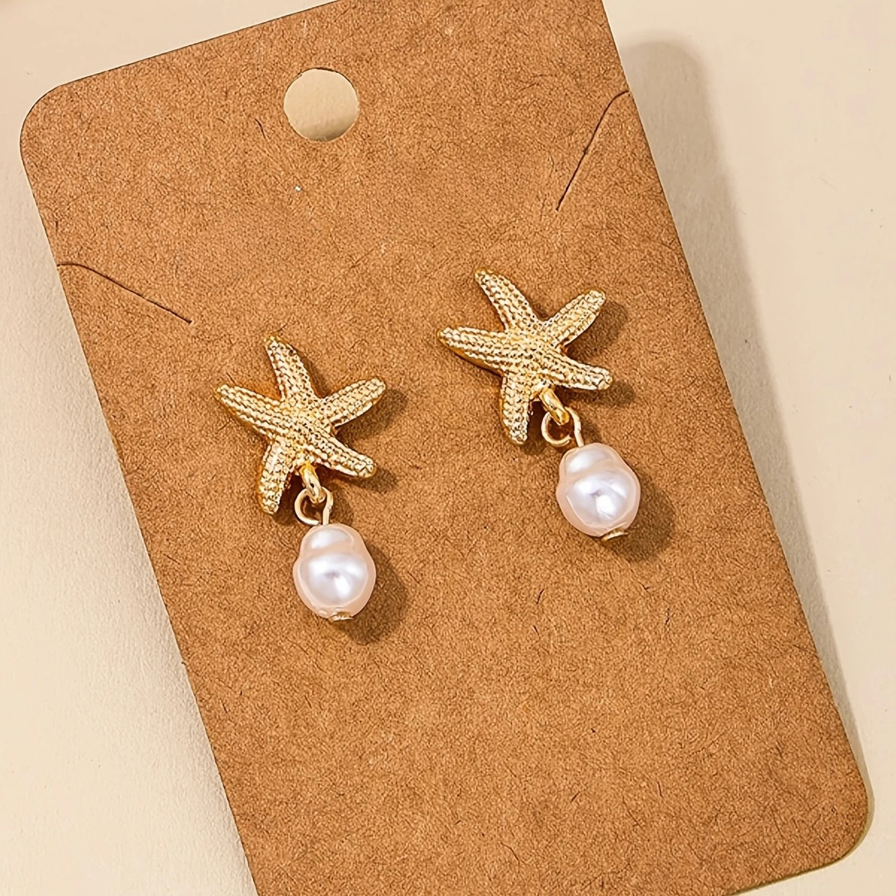 Elegant Starfish Earrings with Pearl Tassel