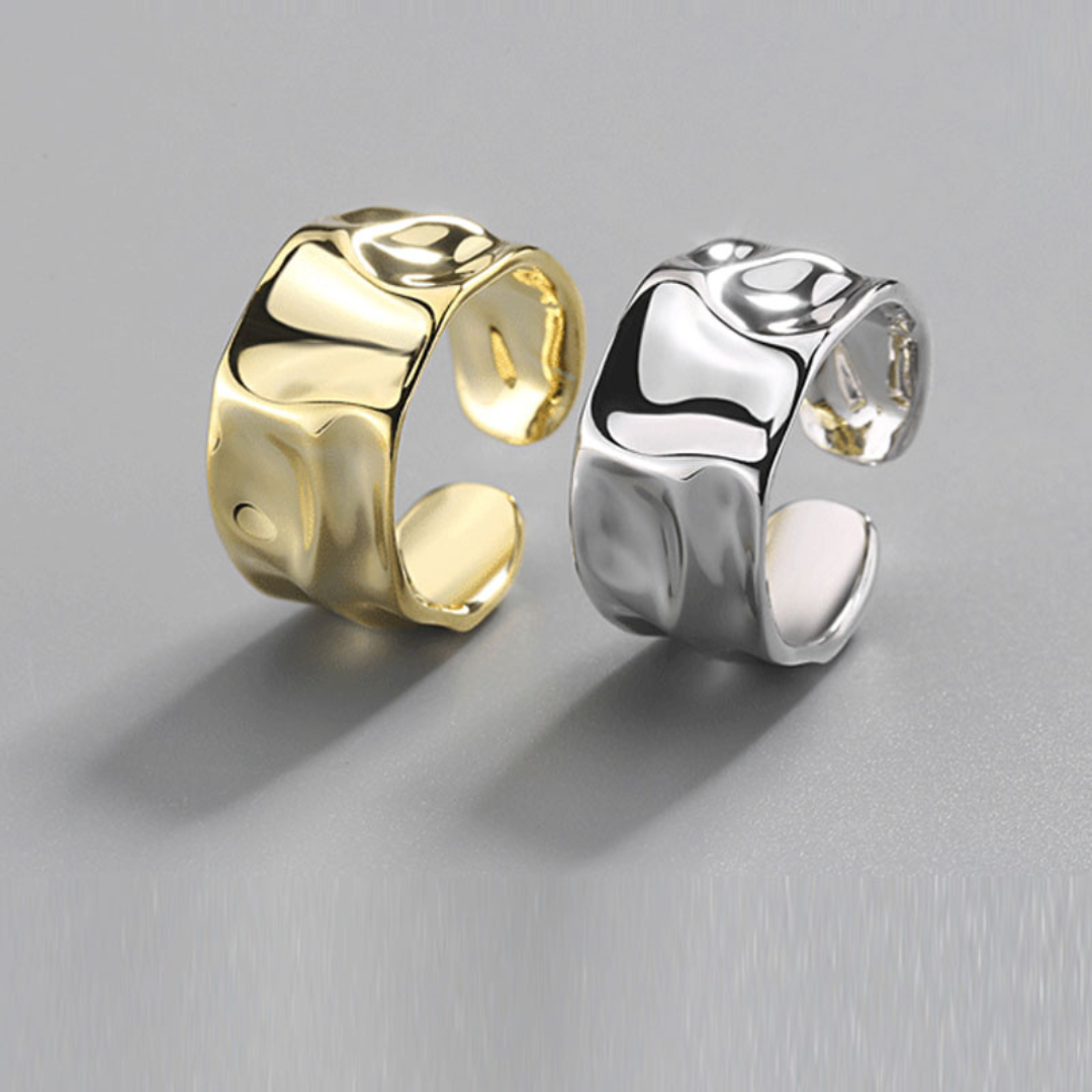 Wide Asymmetric 925 Silver Ring