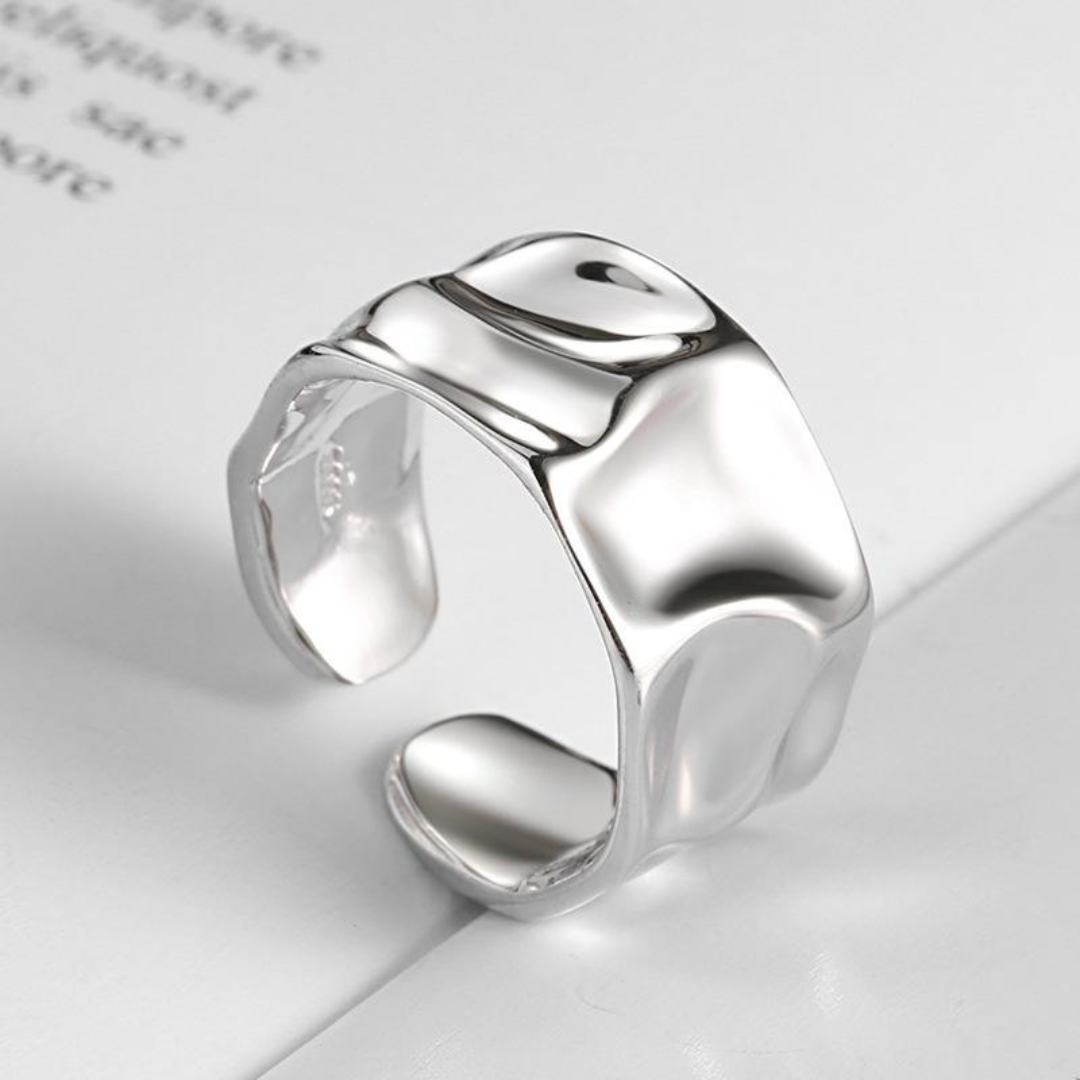 Wide Asymmetric 925 Silver Ring