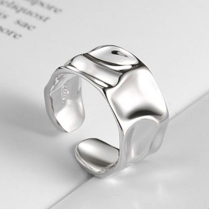 Wide Asymmetric 925 Silver Ring