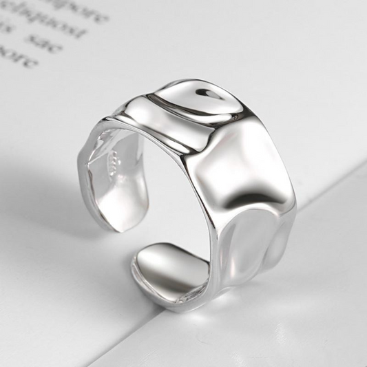 Wide Asymmetric 925 Silver Ring