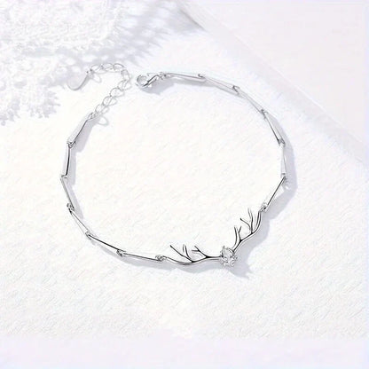 Deer Horn Heart Bracelet with Zircon