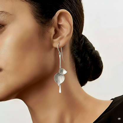 Vintage Silver Leaf Earrings