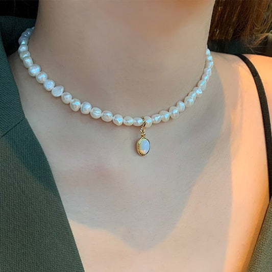 Moonstone Pearl Necklace