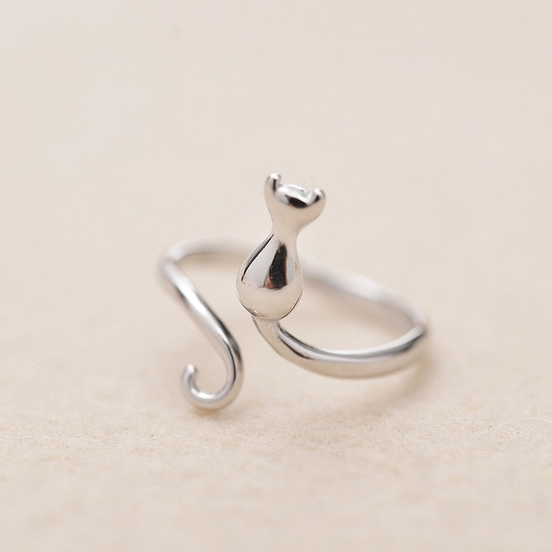 925 Silver Cat Ring - Adjustable Size