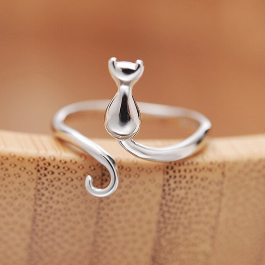 925 Silver Cat Ring - Adjustable Size