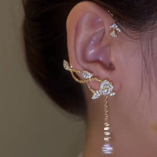 Floral Zirconia Hoop Earrings
