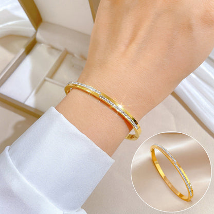 Aera Rigid Gold Crystal Bracelet