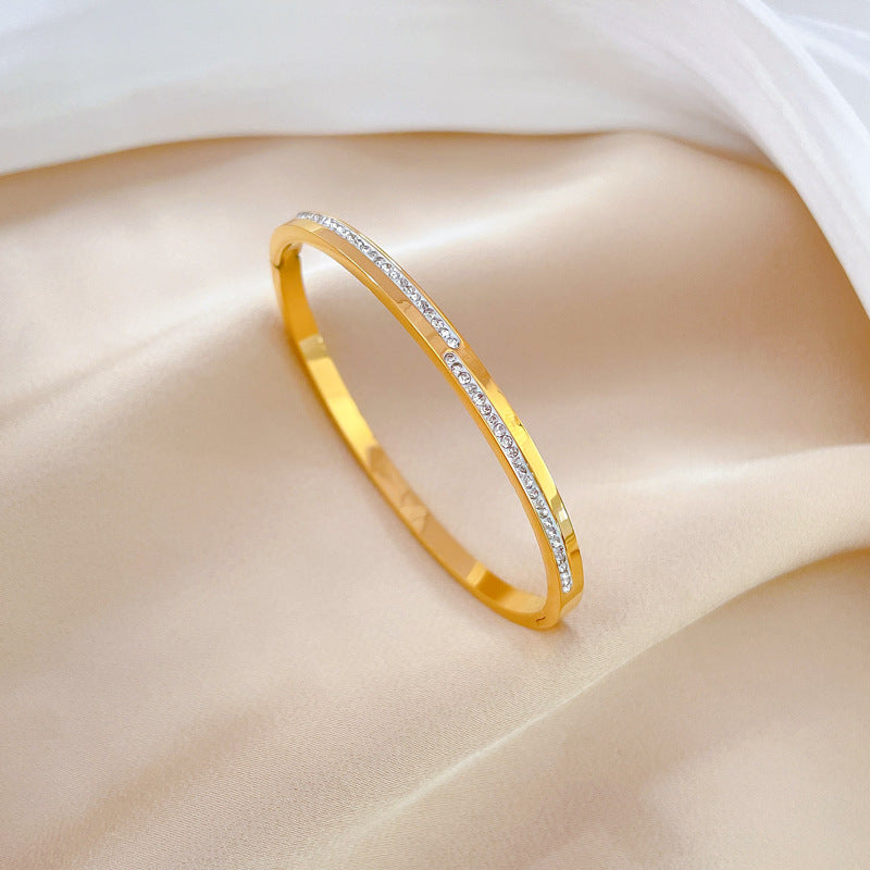 Aera Rigid Gold Crystal Bracelet