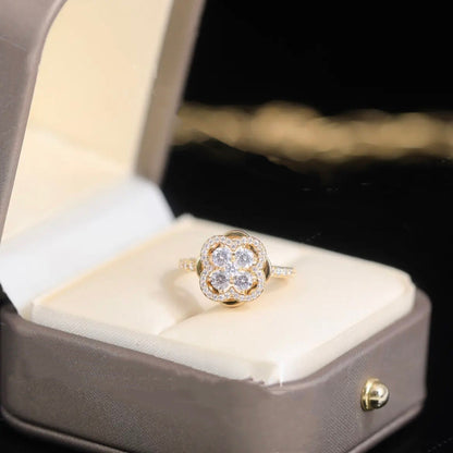 Rotating Clover Ring with Zirconia