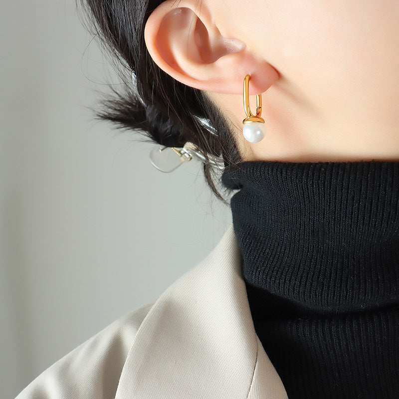 Geometric Pearl Veers Earrings