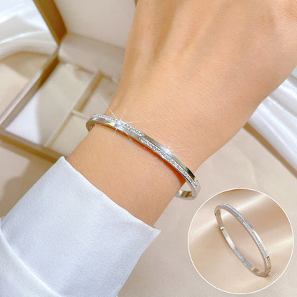 Aera Rigid Gold Crystal Bracelet