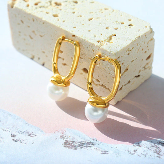 Geometric Pearl Veers Earrings