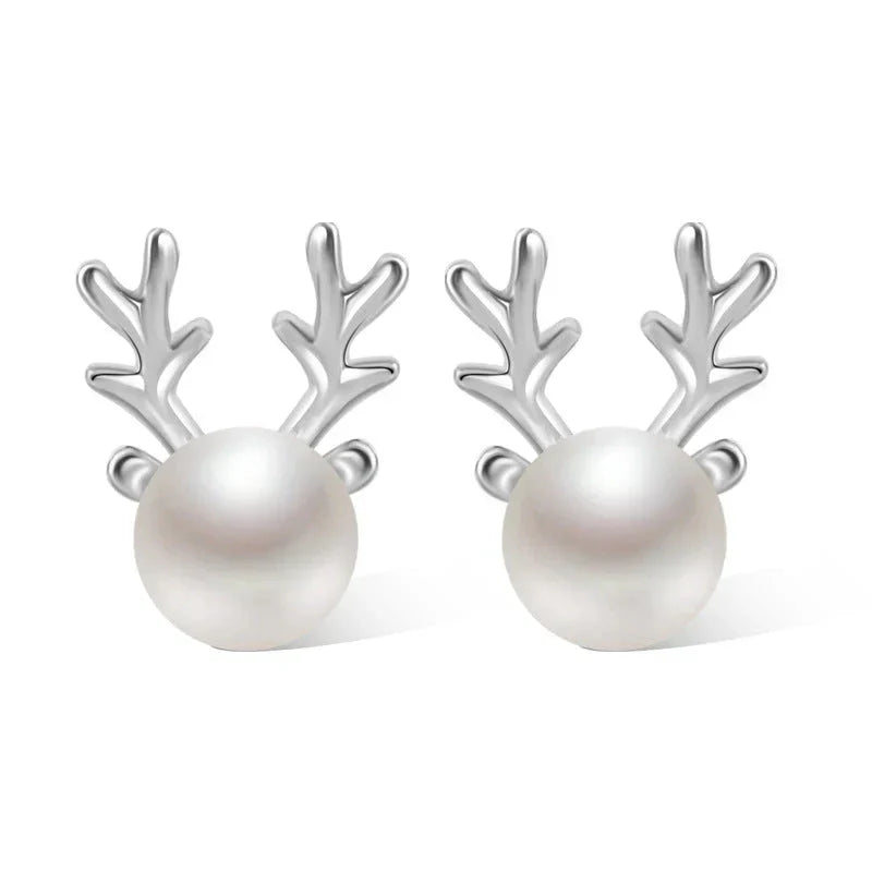 Reindeer Pearl Stud Earrings