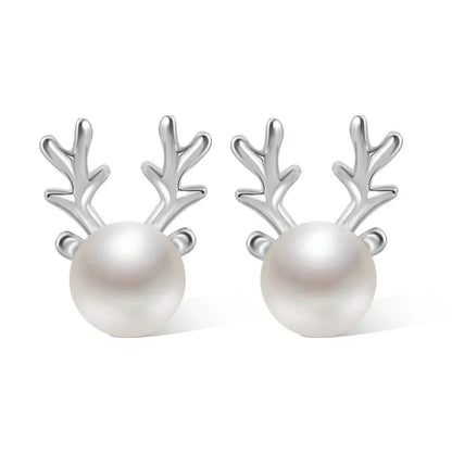 Reindeer Pearl Stud Earrings