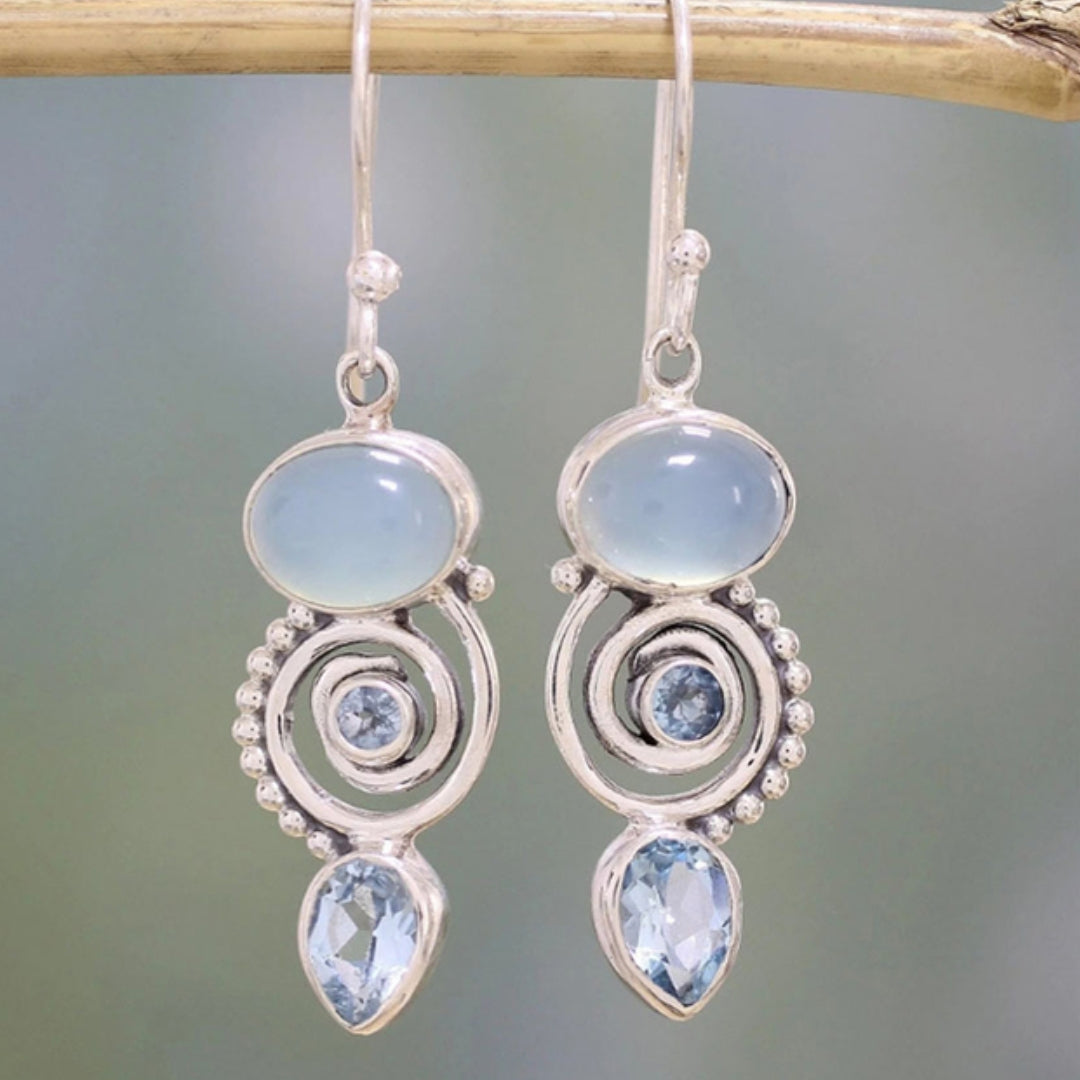 Vintage Moonstone Silver Earrings