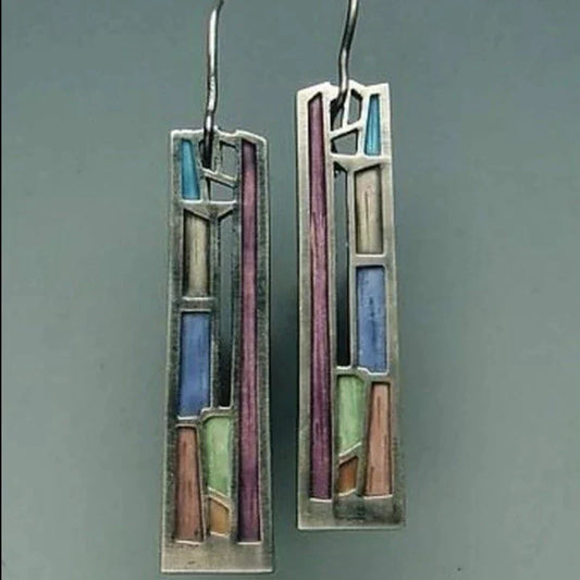 Vintage Multicolor Silver Earrings