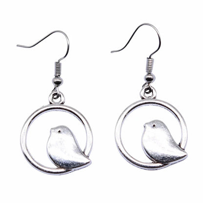 Vintage Bird Charm Drop Earrings – Handmade Boho Jewelry