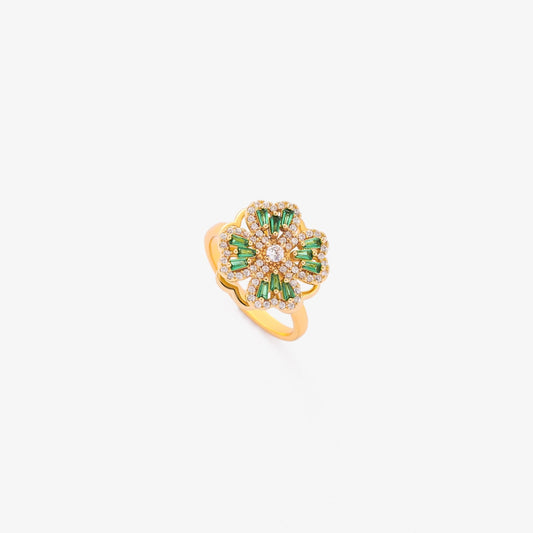 Emerald Clover Spinning Ring | Gold