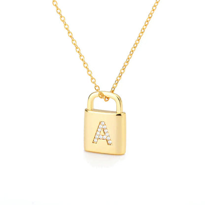 Golden Initial Lock Necklace
